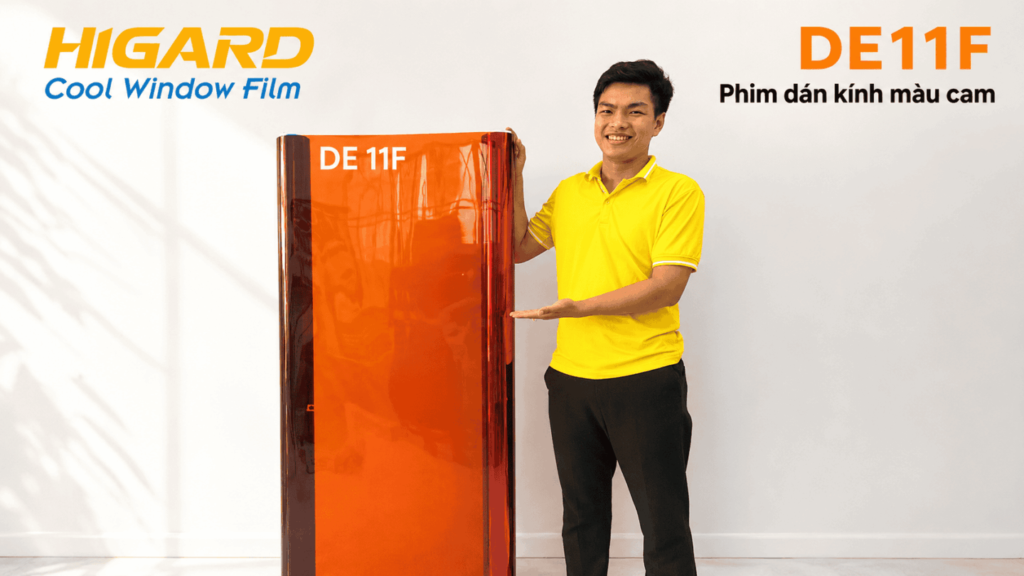 Phim dán kính màu cam Higard cho vách kính showroom