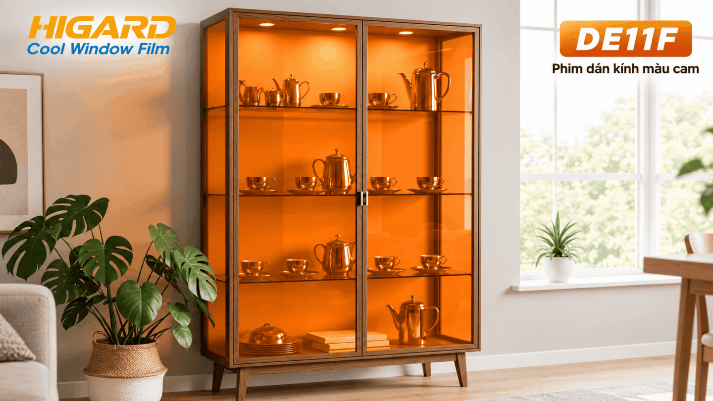 Phim dán kính màu cam Higard cho cửa kính văn phòng