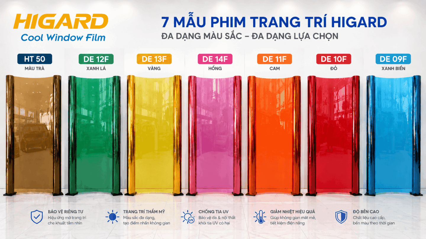 Phim dán kính đổi màu Higard cho showroom