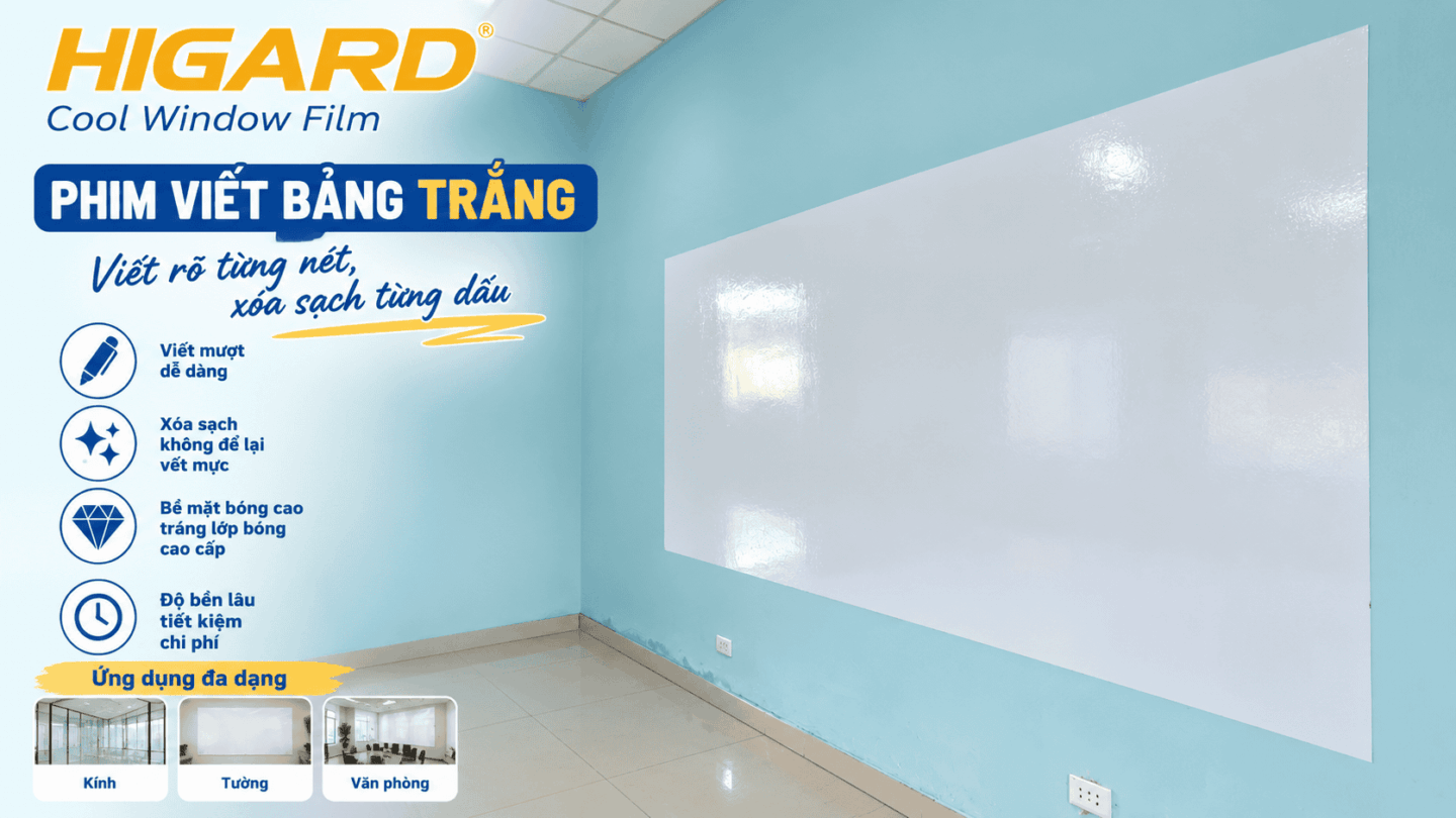 Phim viết bảng trắng Higard khổ 1.52 x 30m độ dày 2 Mil dùng cho nhiều bề mặt
