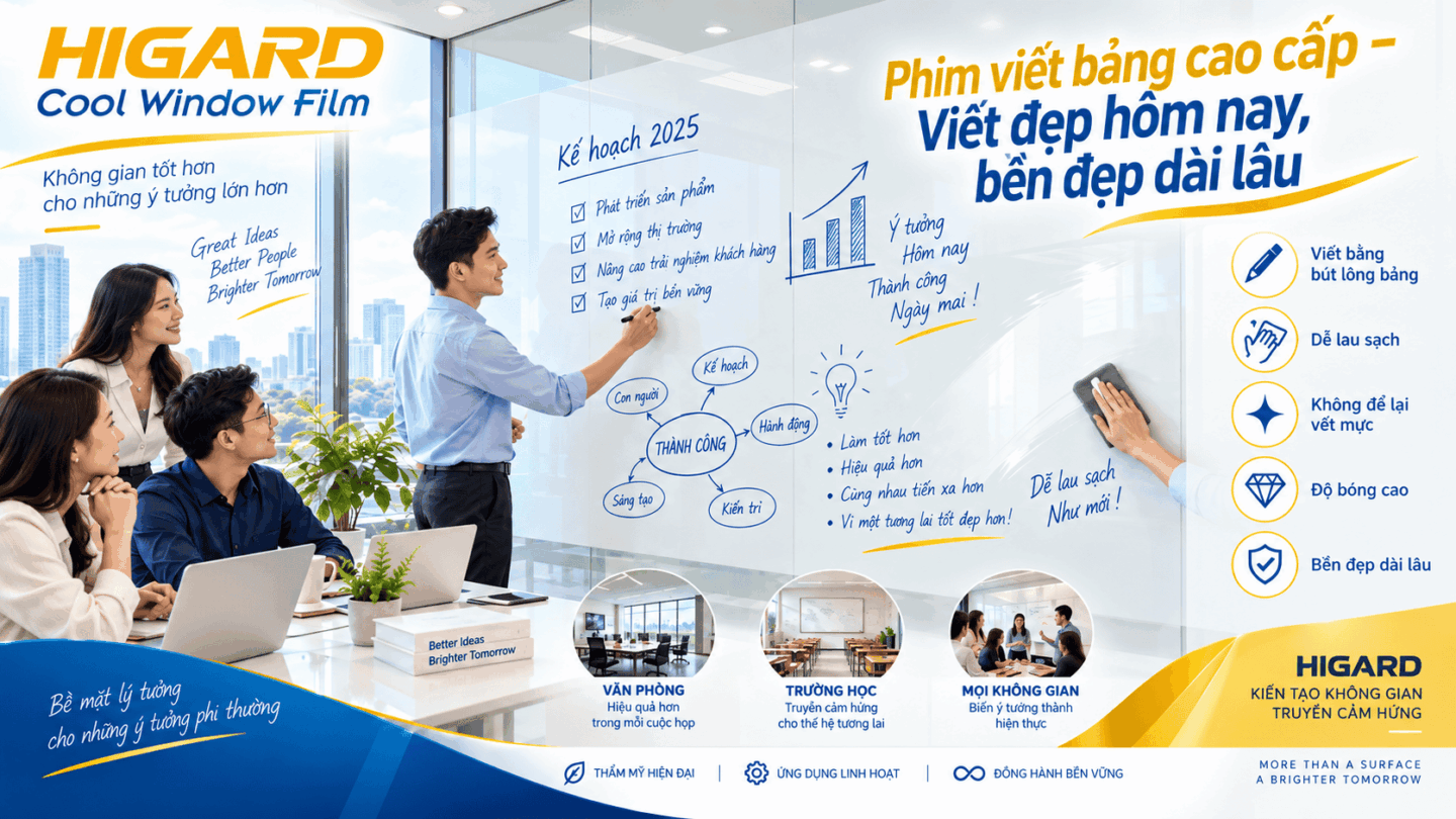 Phim viết bảng trắng cho phòng họp viết bằng bút lông bảng và hạn chế lưu vết mực