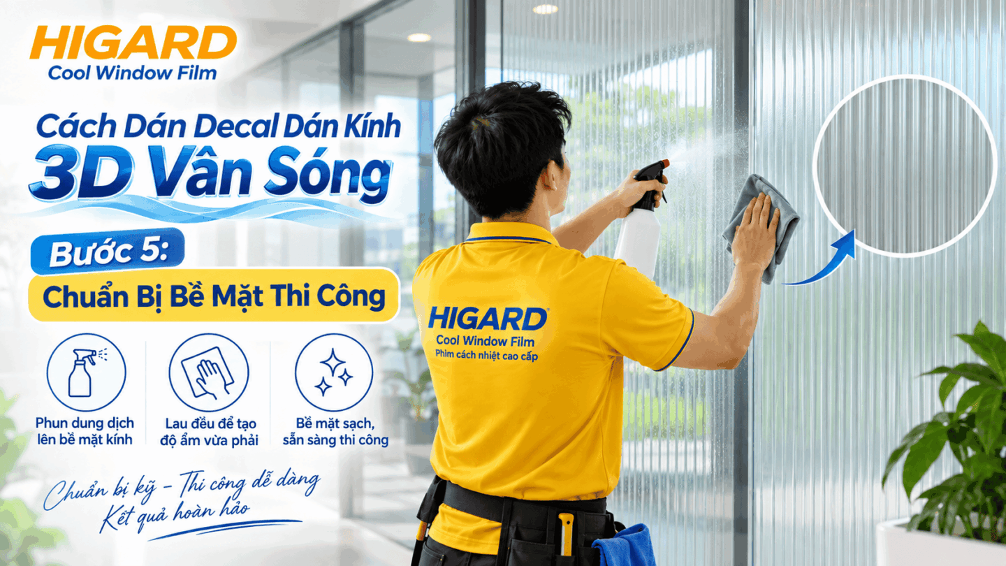 Hướng Dẫn Tự Dán Decal Vân Sóng 3D Tại Nhà Không Bị Bọt Khí 11 Chuẩn bị bề mặt thi công Decal Vân Sóng 3D trên kính