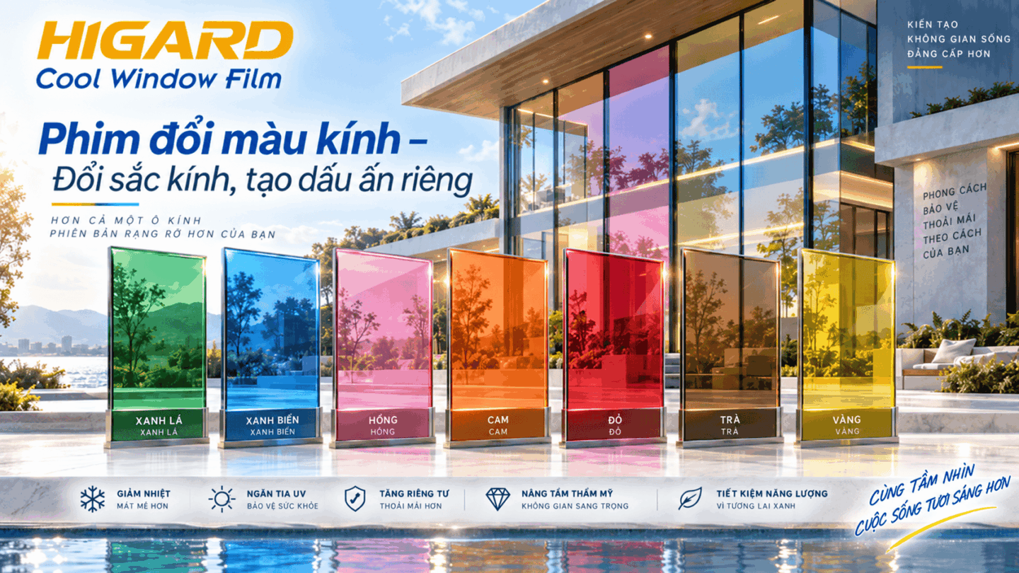 Dán phim đổi màu kính Higard công trình Bà Rịa Vũng Tàu với màu sắc nổi bật, hiện đại và thu hút
