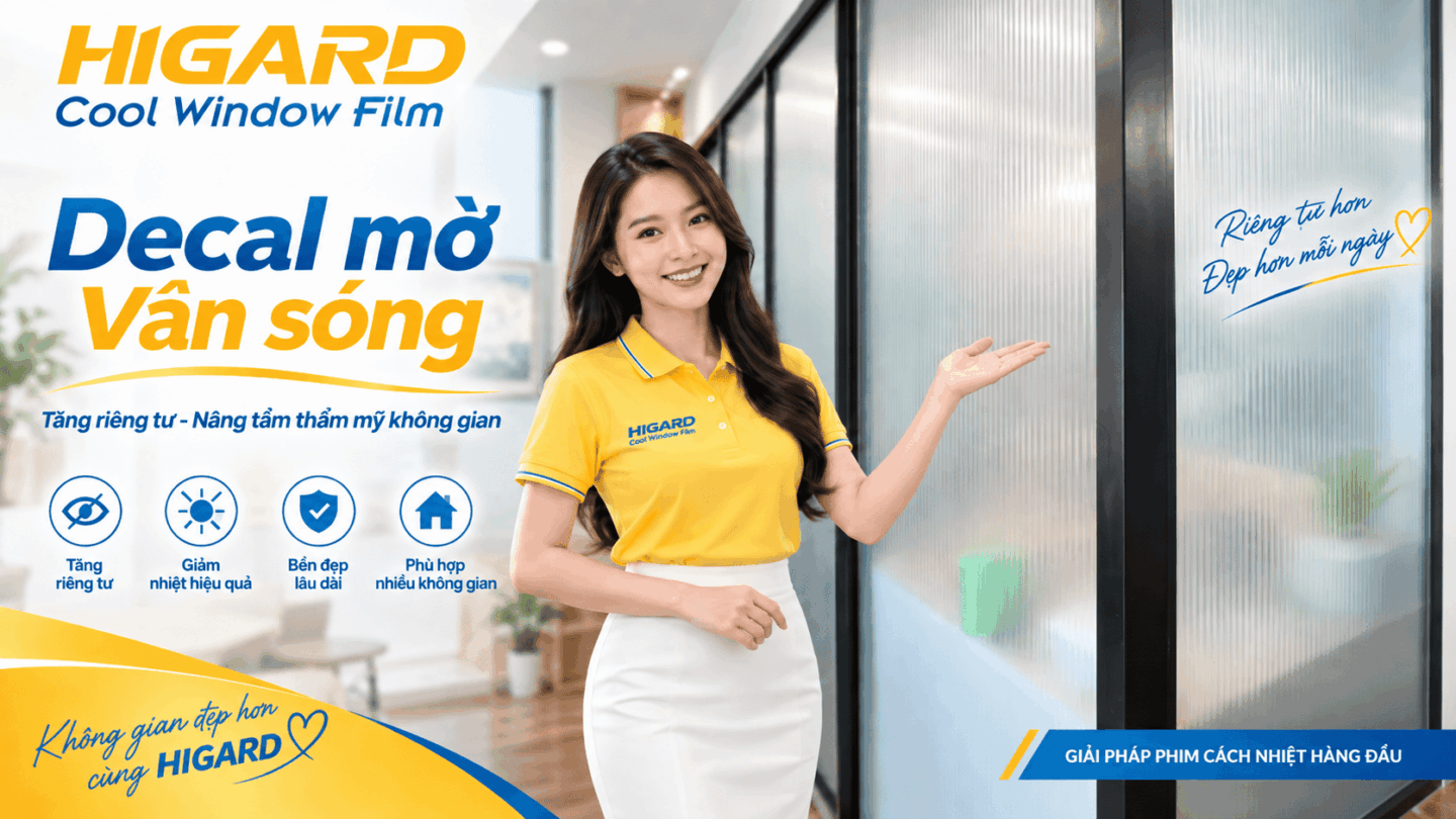 Decal mờ vân sóng trang trí vách kính hiện đại