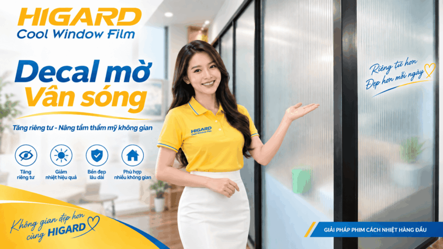 Decal mờ vân sóng trang trí vách kính hiện đại
