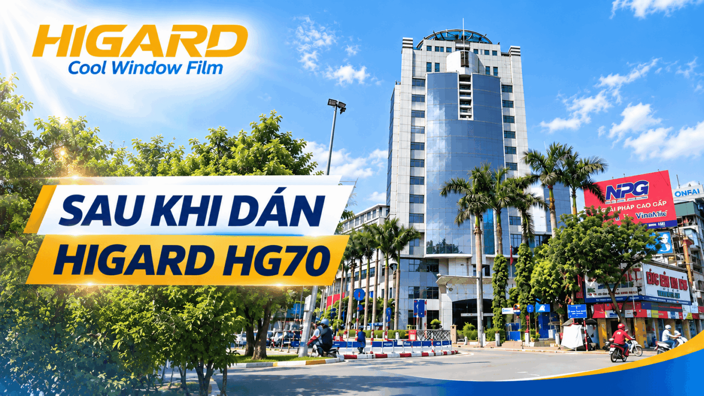 Phim cách nhiệt Tòa nhà Higard HG70 màu xanh biển phản quang