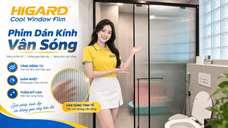 Film dán kính vân sóng Higard trang trí vách kính hiện đại