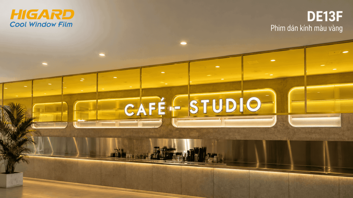 Phim đổi màu kính màu vàng Higard cho studio sáng tạo