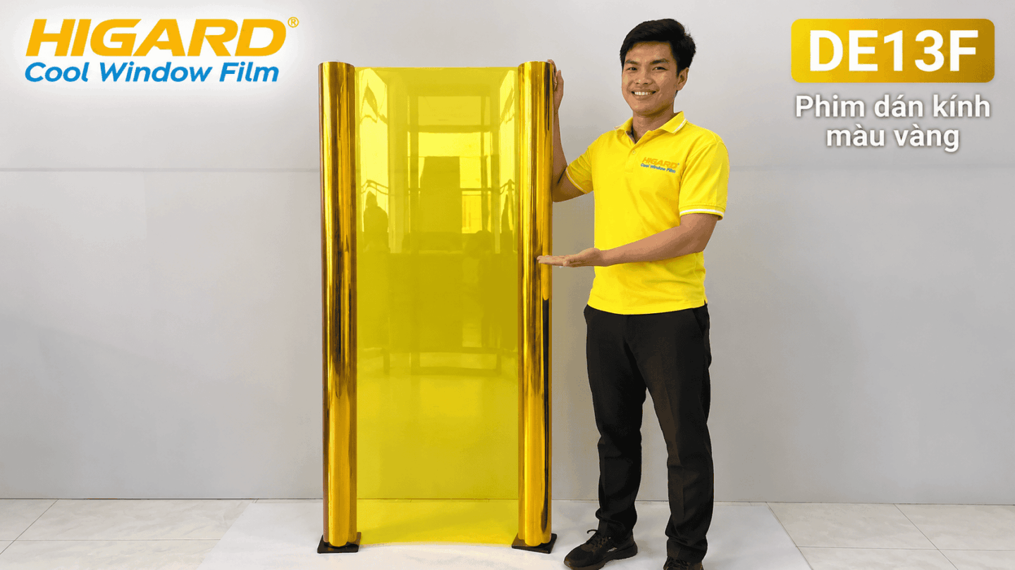 Phim dán kính màu vàng Higard cho cửa kính showroom