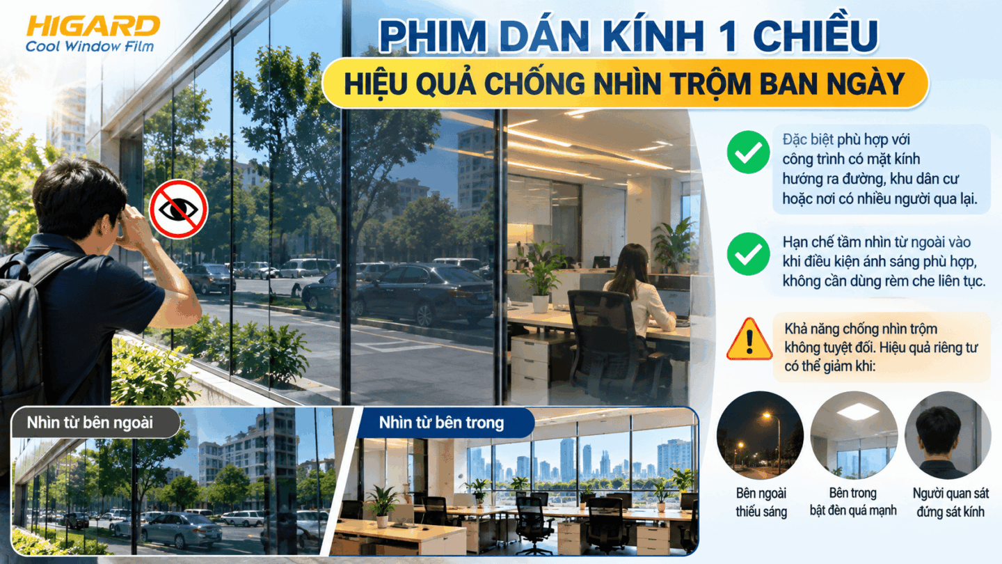 Cửa kính nhà phố dán phim chống nhìn trộm hướng ra đường