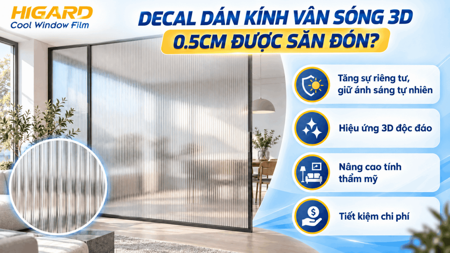 Decal Dán Kính Vân Sóng 3D Sóng Nhỏ 0.5CM DE18F: Đỉnh Cao Decor Không Gian Hiện Đại 17 Decal dán vách kính họa tiết sóng 3D nhỏ 0.5cm thương hiệu Higard