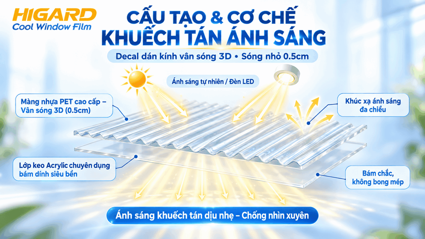 Decal Dán Kính Vân Sóng 3D Sóng Nhỏ 0.5CM DE18F: Đỉnh Cao Decor Không Gian Hiện Đại 15 Phim trang trí kính sóng nhỏ 0.5cm Higard cho không gian nội thất
