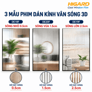 Decal trang trí kính vân sóng 3D 0.5cm Higard cho nhà ở và văn phòng