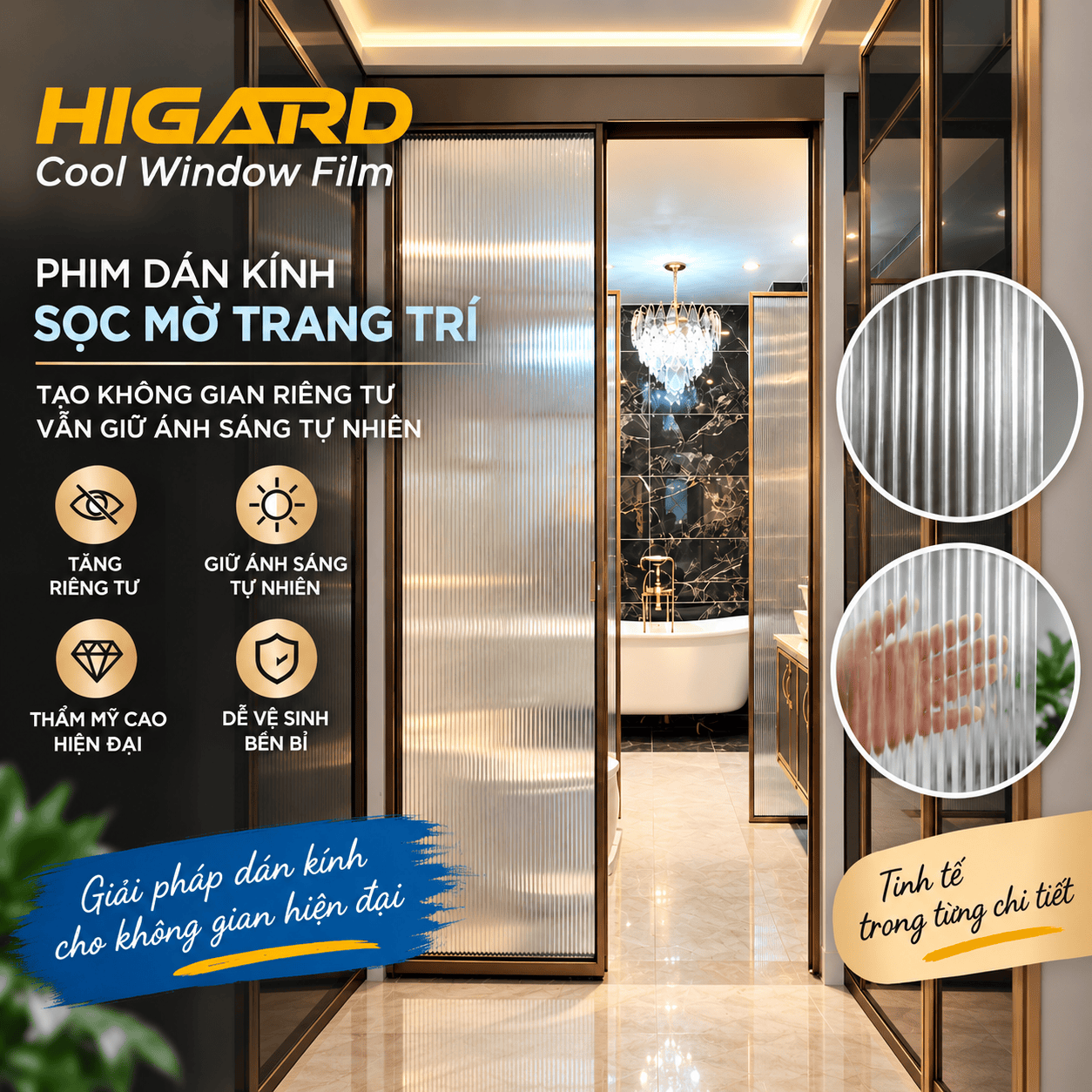 Decal Dán Kính Vân Sóng 3D Sóng Nhỏ 0.5CM DE18F: Đỉnh Cao Decor Không Gian Hiện Đại 2 Phim dán kính vân sóng nhỏ 0.5cm Higard tạo hiệu ứng kính 3D đẹp mắt