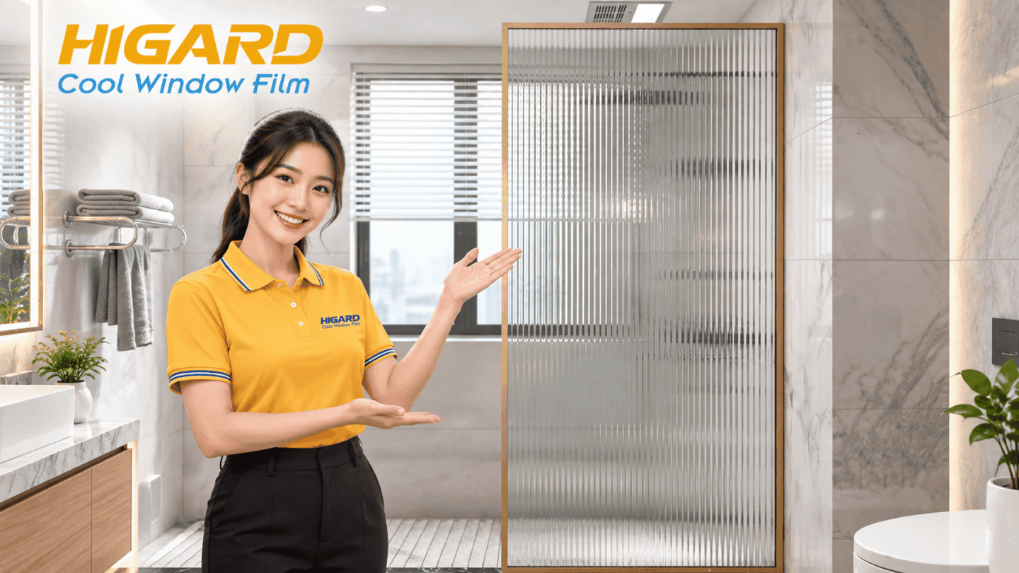 Kính khu vực tiếp khách dán decal mờ DE20F 1.5cm