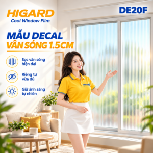 Vách kính quán café trang trí decal mờ vân sóng DE20F