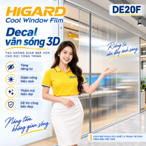 Vách kính showroom dán decal mờ vân sóng 3D DE20F