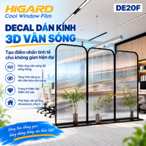 Vách kính văn phòng dán decal mờ vân sóng 3D DE20F