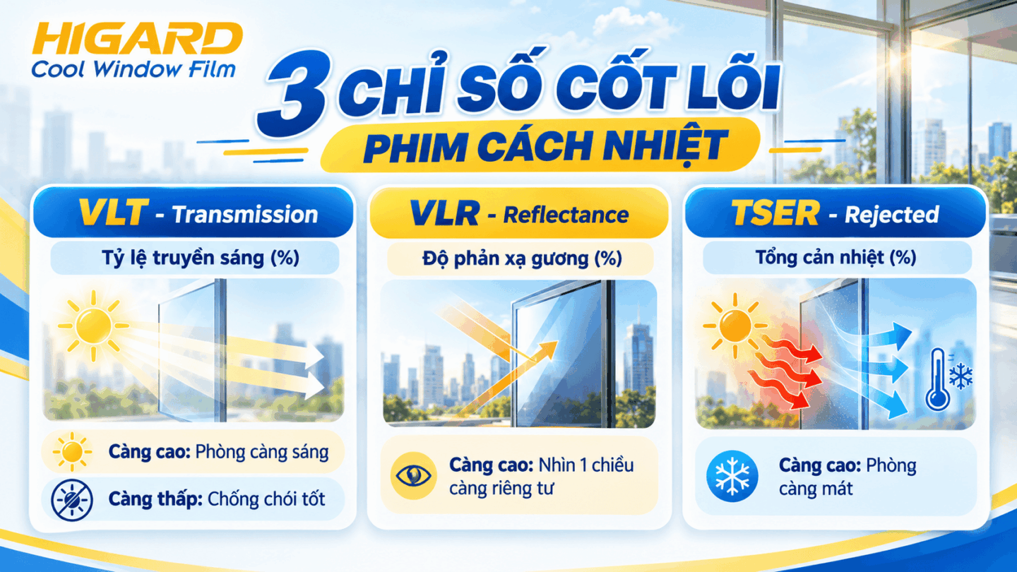 Thử nghiệm đo thông số VLT VLR TSER của phim dán kính 1 chiều