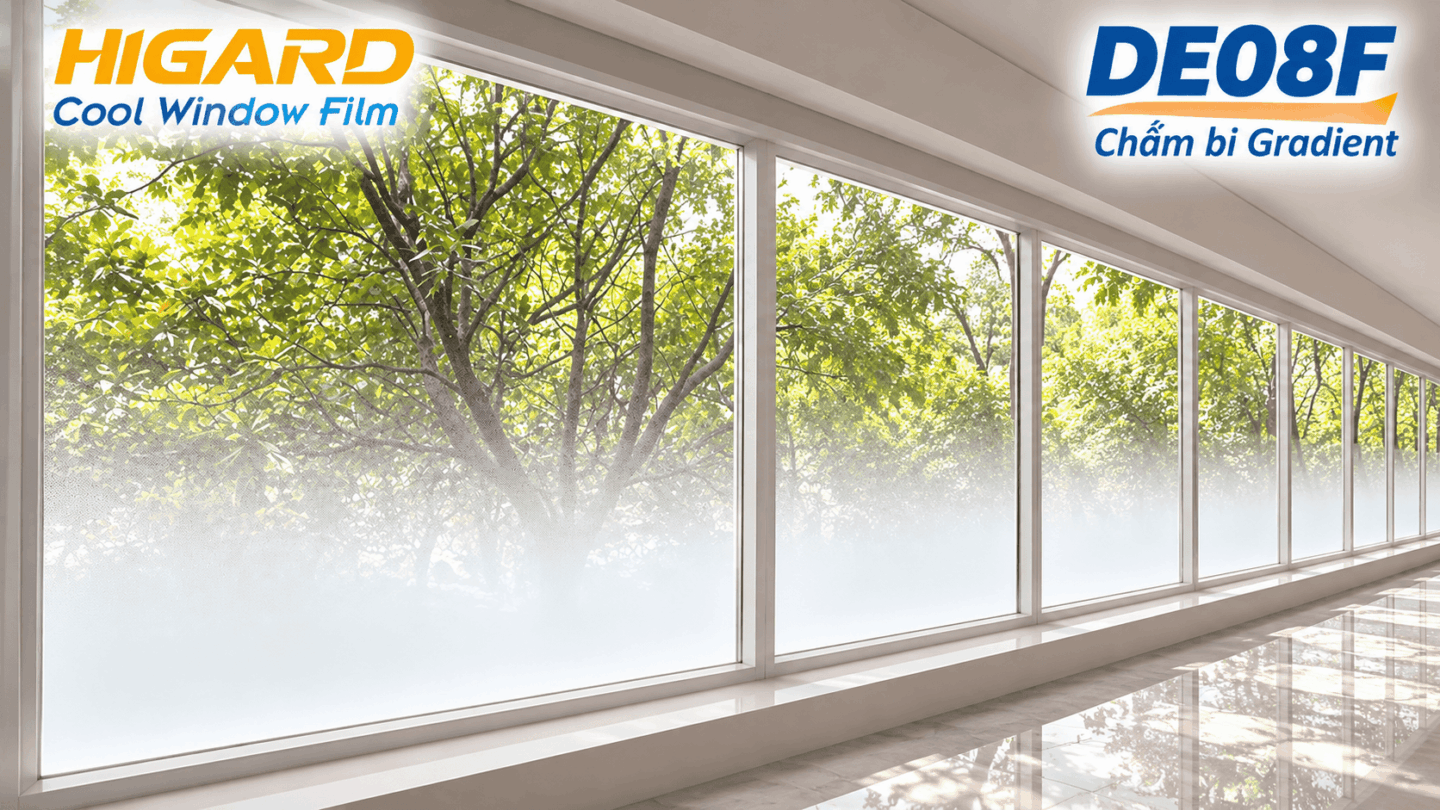 Phim dán kính trang trí chấm bi chuyển sắc HIGARD DE08F