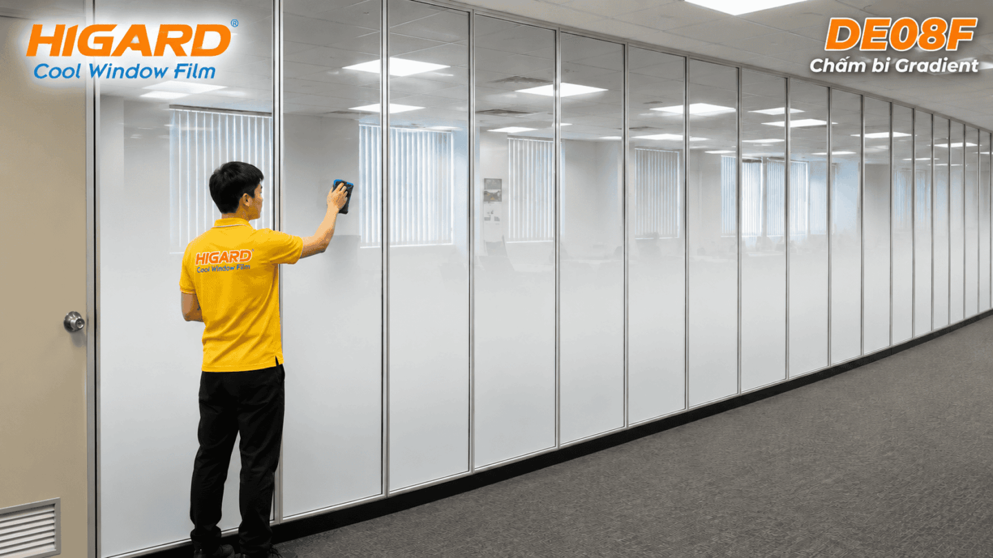 Phim dán vách kính Gradient chấm bi 1 đầu mã DE08F