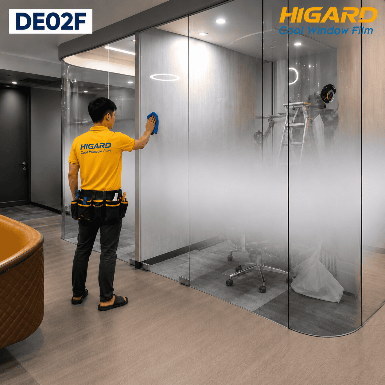 Phim Dán Kính Chuyển Sắc Gradient Chấm Bi 2 Đầu DE02F - Sang Trọng, Tinh Tế Cho Vách Kính 3 Decal dán cửa kính chuyển sắc Gradient DE02F Higard làm đẹp không gian nội thất
