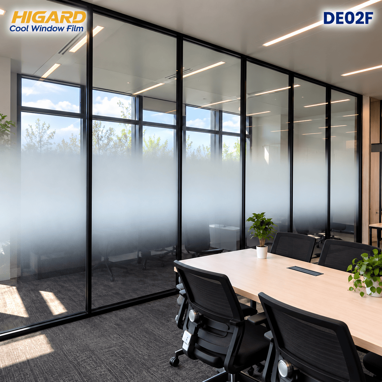 Phim Dán Kính Chuyển Sắc Gradient Chấm Bi 2 Đầu DE02F - Sang Trọng, Tinh Tế Cho Vách Kính 2 Phim dán kính chuyển sắc Gradient DE02F Higard trang trí văn phòng chuyên nghiệp