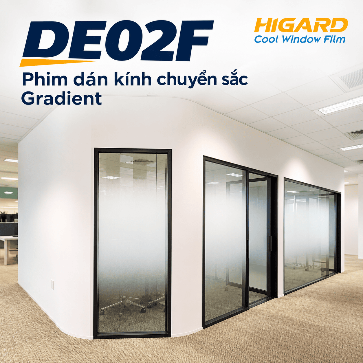 Phim Dán Kính Chuyển Sắc Gradient Chấm Bi 2 Đầu DE02F - Sang Trọng, Tinh Tế Cho Vách Kính 1 Phim dán kính Gradient DE02F Higard tạo điểm nhấn cho cửa kính và vách kính