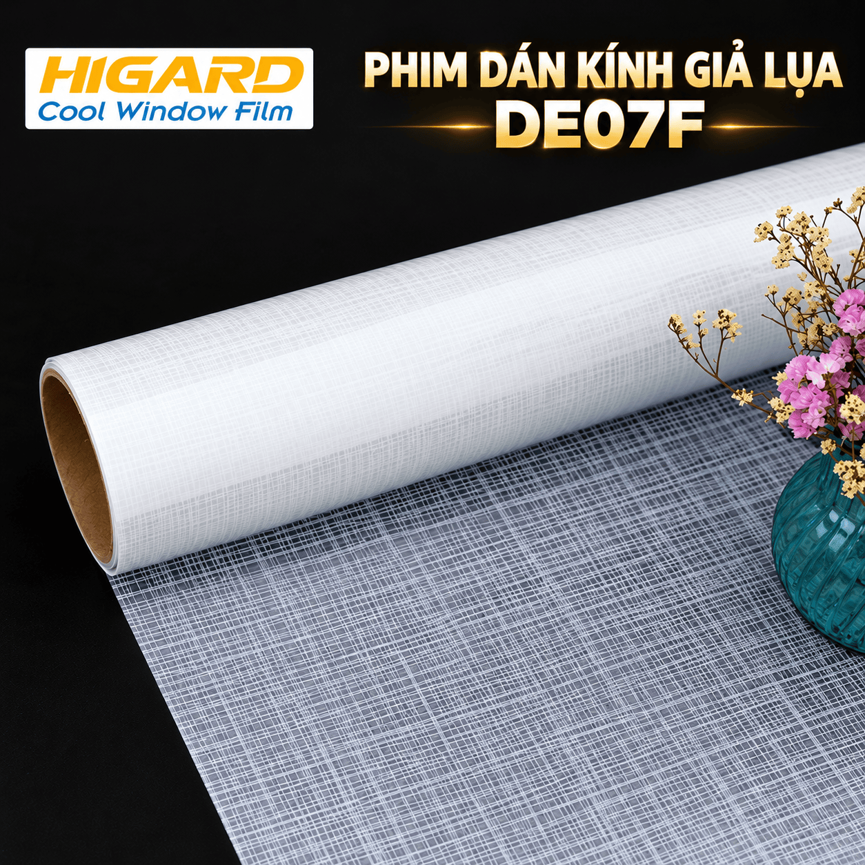 Phim dán kính Giả Lụa DE07F: Trang Trí Kính ấn tượng, Đẳng Cấp 3 Mẫu phim kính giả lụa DE07F Higard với họa tiết trang trí tinh tế