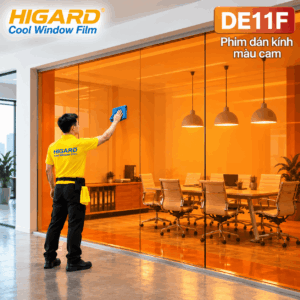 Vách kính màu cam DE11F Higard tạo hiệu ứng ánh sáng xuyên qua