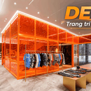 Phim dán kính màu cam DE11F trang trí cửa hàng thời trang