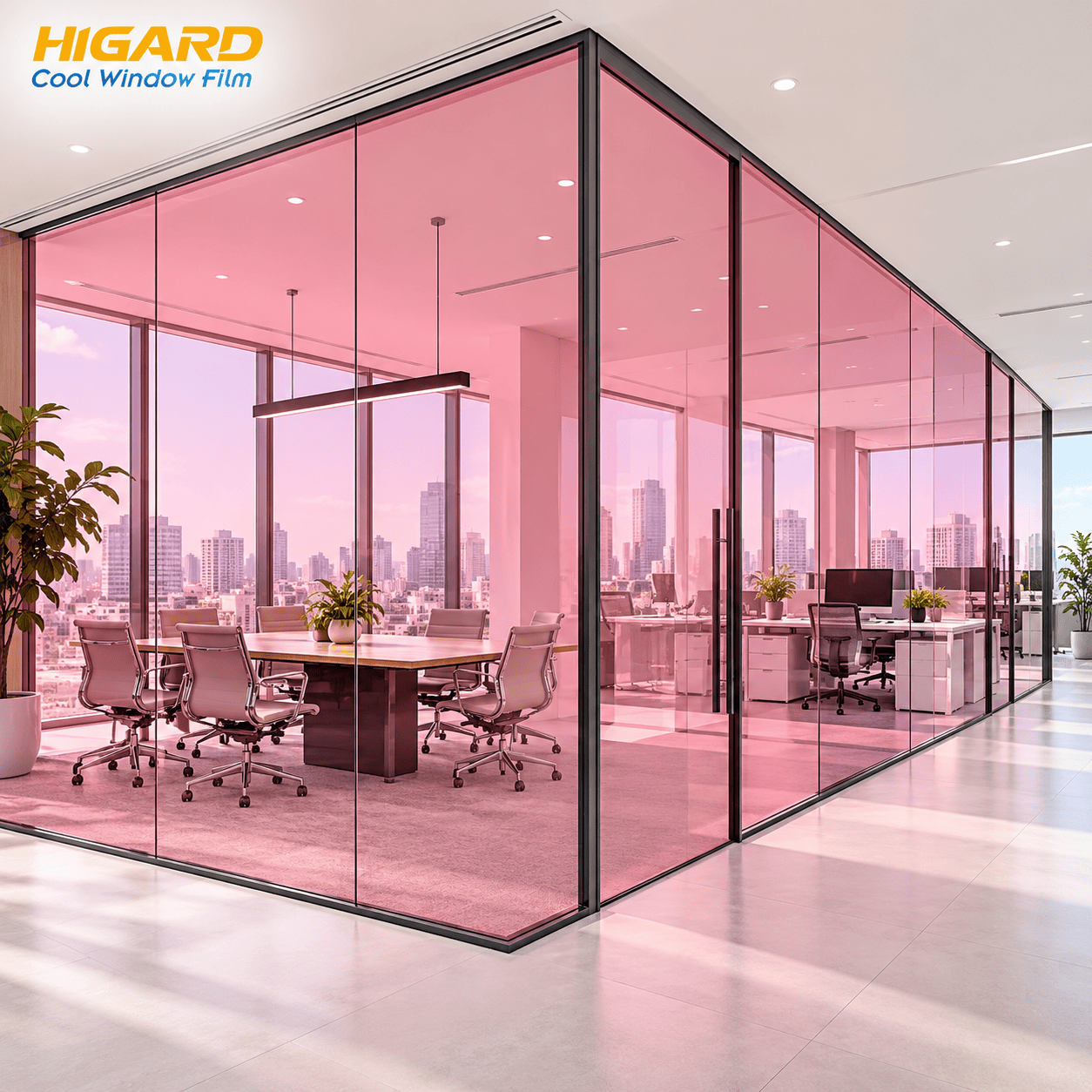 Phim Dán Kính Màu Hồng Higard DE14F trang trí nhà ở