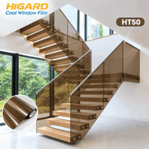 Phim màu trà HT50 Higard dán kính cầu thang đẹp