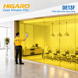 Cửa kính cửa hàng trang trí bằng phim vàng DE13F Higard