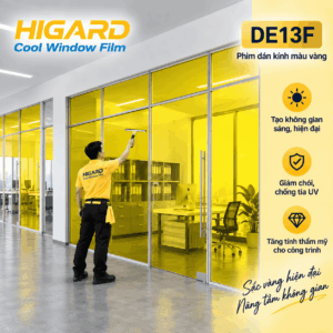 Phim dán kính màu vàng DE13F Higard cho quán café