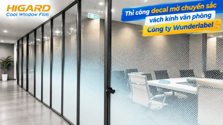 Decal mờ chuyển sắc DE08F ứng dụng cho showroom, phòng khám và quán cà phê