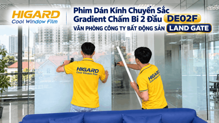 Phim dán kính gradient chấm bi DE02F cho showroom và sàn giao dịch bất động sản